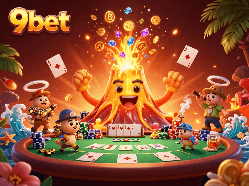 Play exciting games at 9bet featuring a triumphant volcano and treasure-laden explorers!