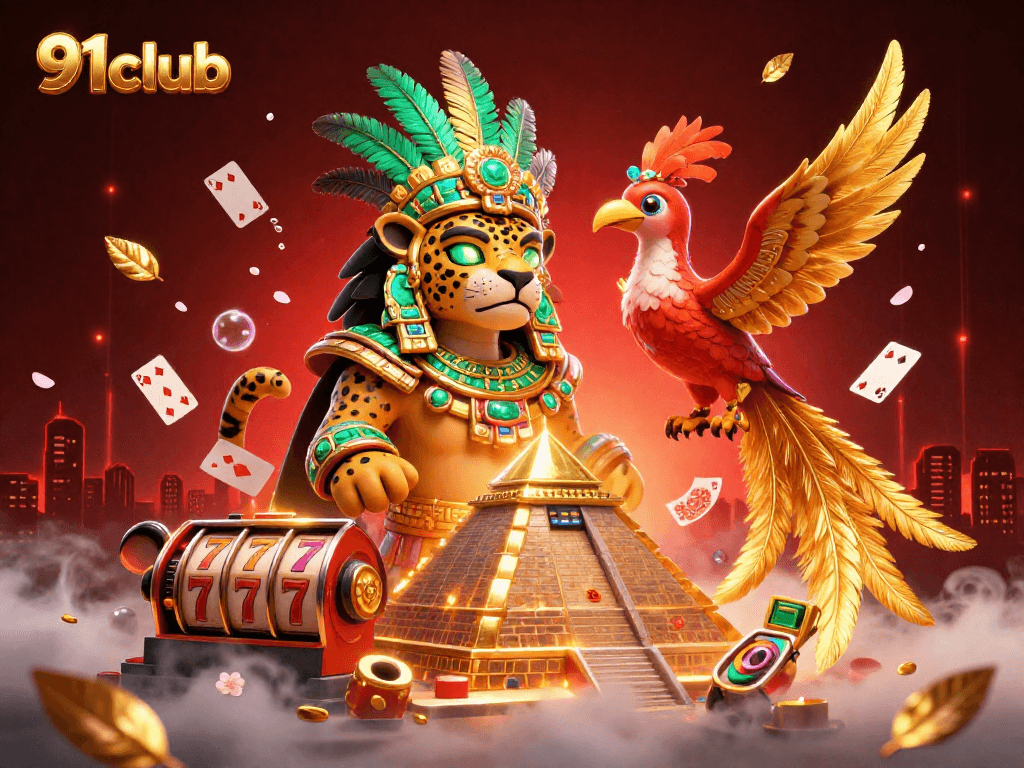 Engage in thrilling casino action with 91club's vibrant scene featuring colorful game elements and thrilling designs.