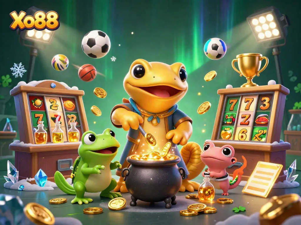 Experience thrilling gameplay at Xo88 with unique 3D characters in a vibrant casino scene.