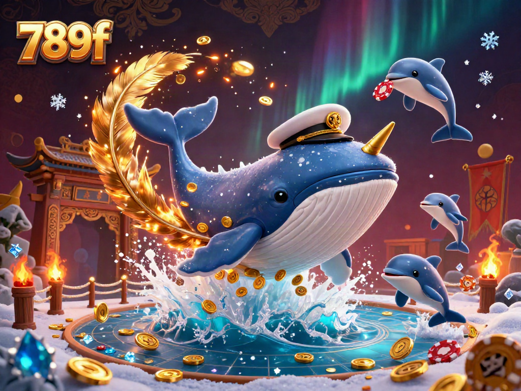 Play poker with 789f as a whale, narwhal, and dolphins dance on coins.
