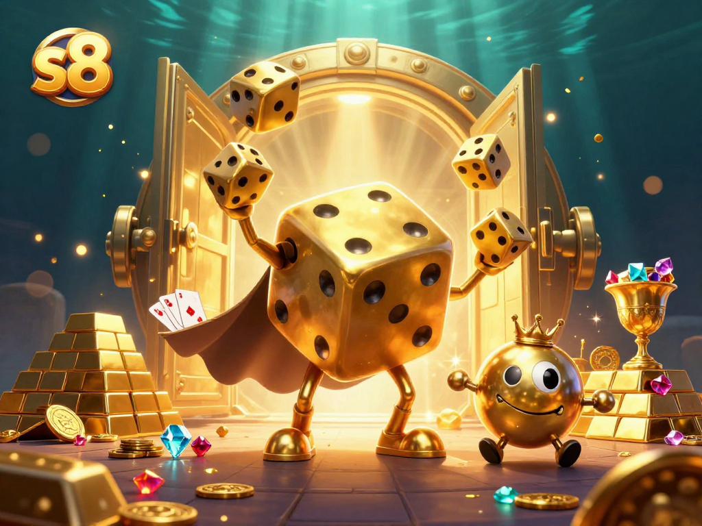 Experience thrilling wins at s8 with a vibrant scene of 3D cartoon gaming elements.