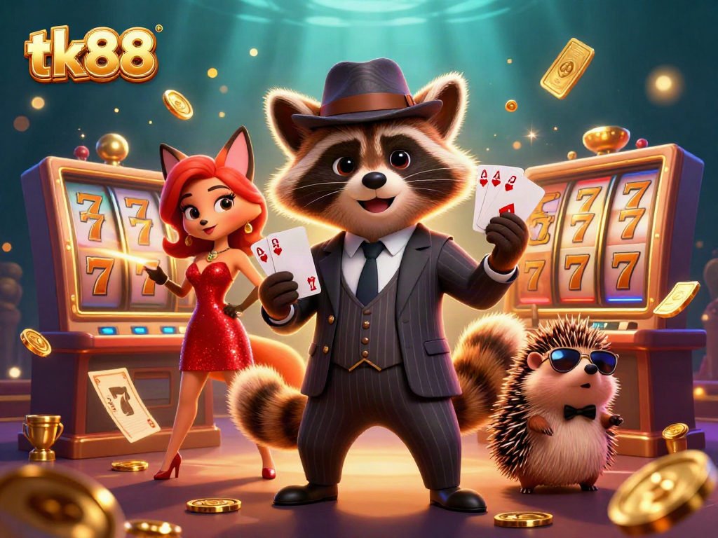 Experience excitement with tk88 at the casino featuring vibrant characters and dynamic game elements.