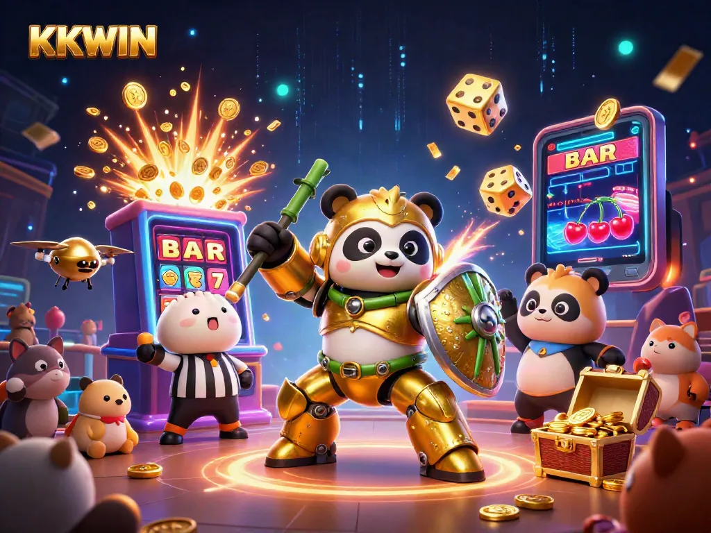 KKWIN invites players into an exciting casino world with vibrant 3D illustrations of thrilling gaming elements.