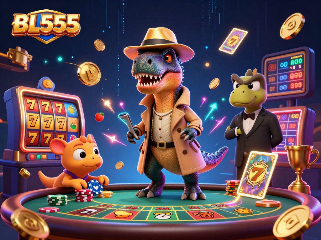 Engage in thrilling gameplay at BL555 with a velociraptor card counter at a dynamic blackjack table.