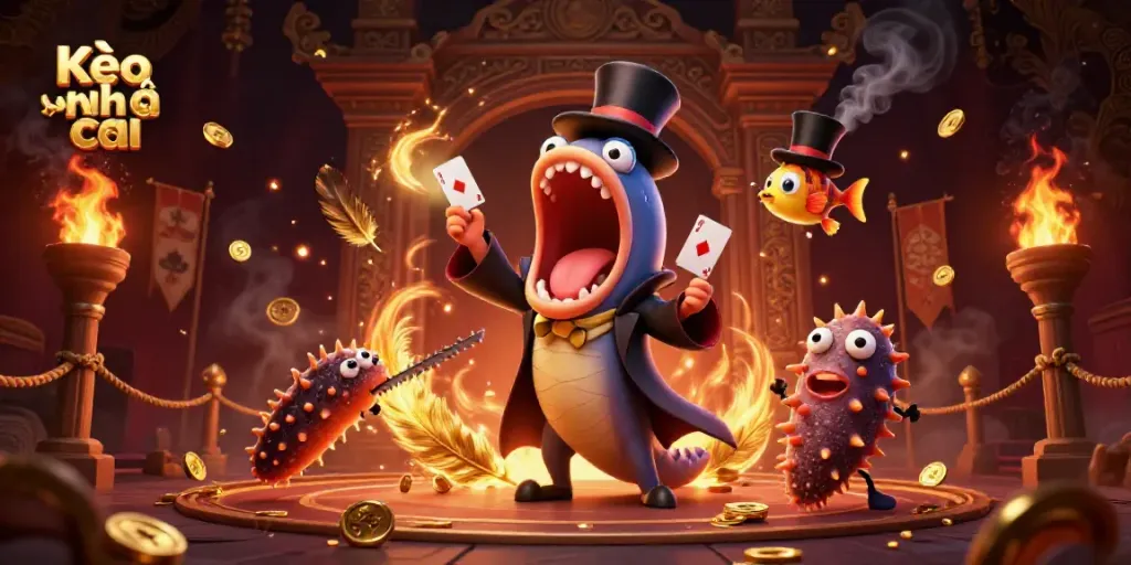 Engage with Kèo nhà cái in this vibrant 3D illustration showcasing magical oceanic characters and casino elements.