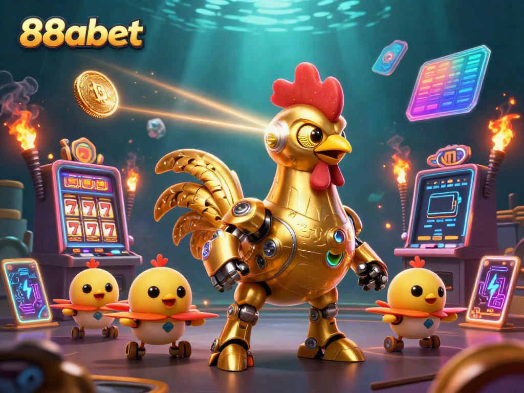 Win big with 88abet in a dynamic casino scene featuring cartoon characters and vivid game elements.