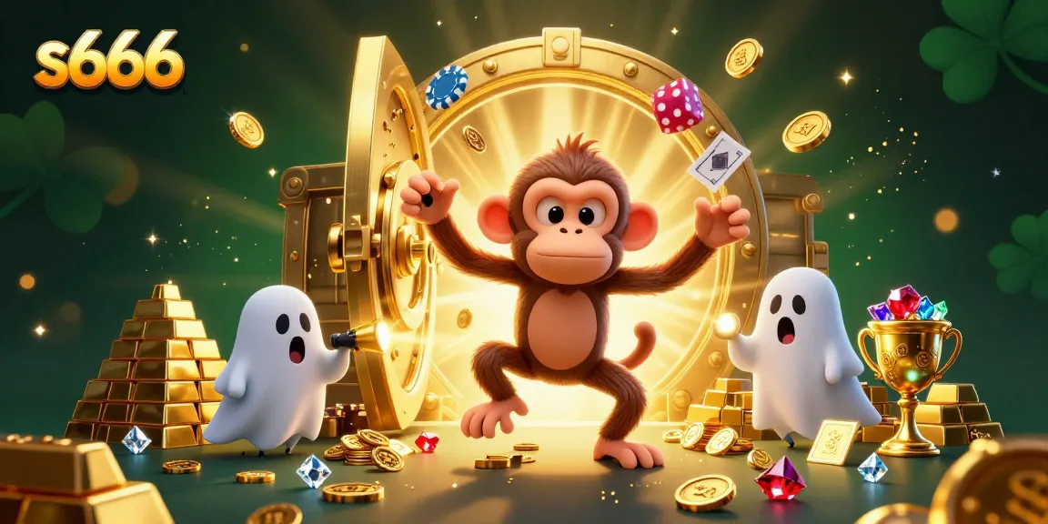 Experience excitement with s666 in a vibrant casino scene filled with gold and gaming elements.
