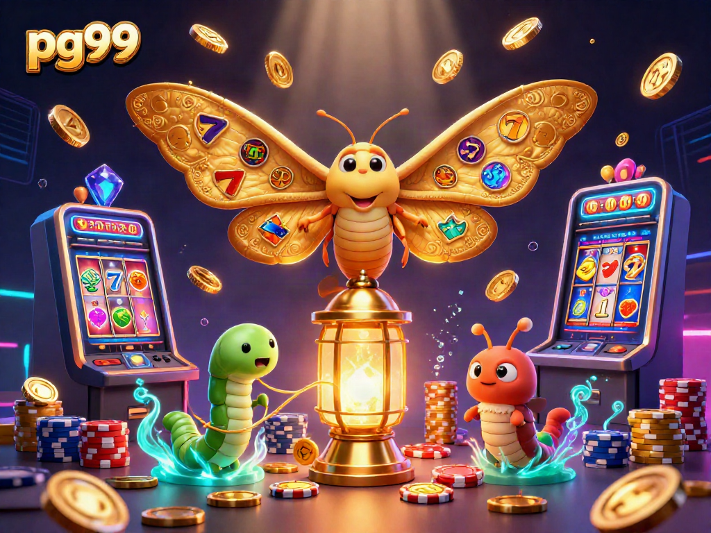 pg99 showcases exhilarating slot machine gameplay with vibrant motifs in this detailed illustration.