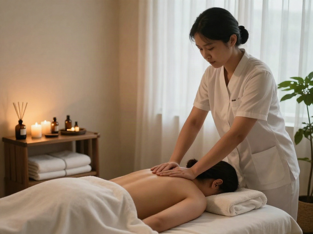 Relaxing 하남출장안마 massage therapy session in a tranquil setting.