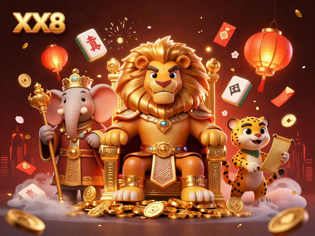 Experience excitement with XX8's vibrant online casino art, showcasing 3D characters and gambling motifs.