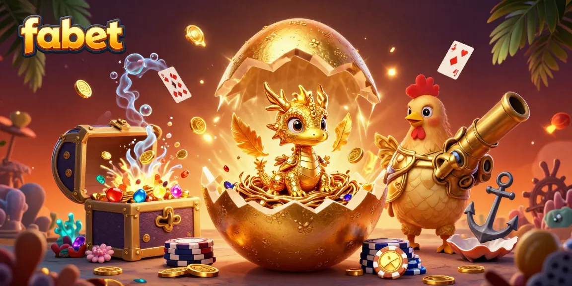Experience the excitement of fabet with a golden dragon and poker chips amidst dynamic casino elements.