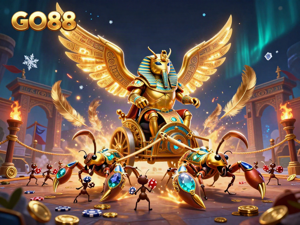 Engage with GO88's vibrant gaming scene featuring dynamic characters and casino elements.