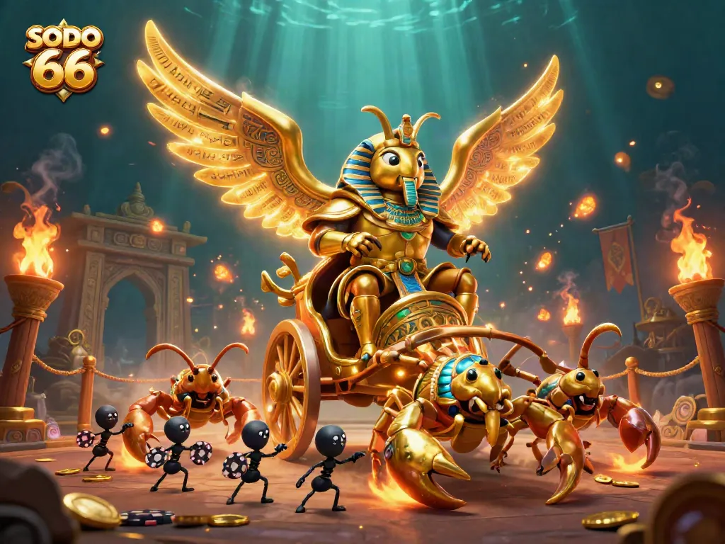 Engage in thrilling gameplay at SODO 66 with vibrant casino elements and a dynamic 3D illustration.