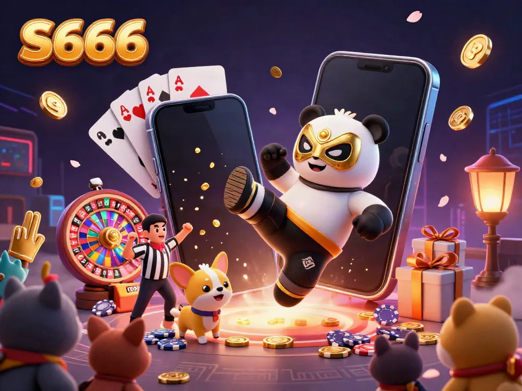 S666 attracts players with thrilling games and a vibrant atmosphere in this 3D casino illustration.