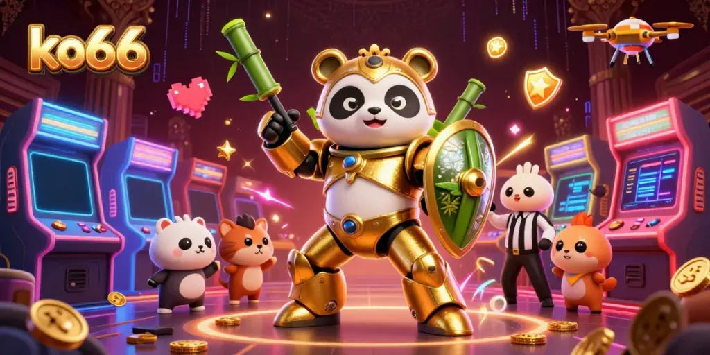 Experience thrilling moments with ko66 in this engaging casino-themed illustration showcasing vibrant characters and game elements.
