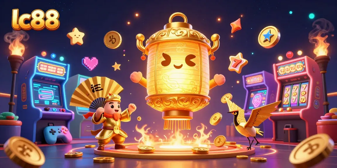 Engage with lc88's dazzling slots and rich casino atmosphere in this colorful illustration.