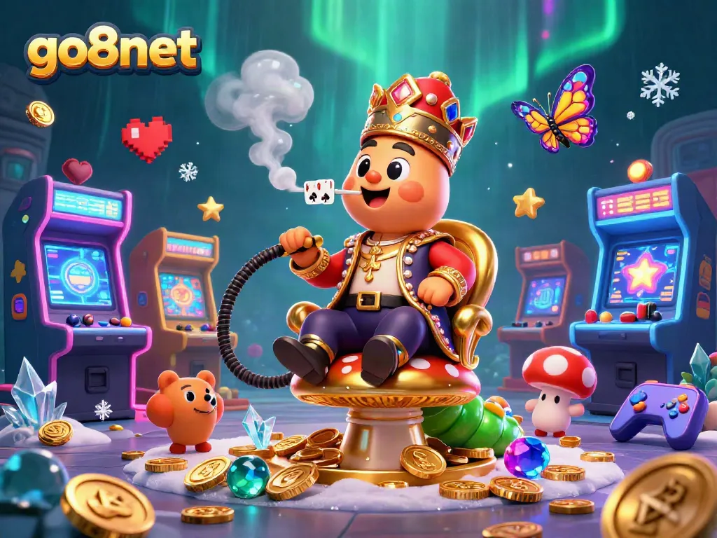 Engage in thrilling gaming experiences at go8net, featuring vibrant casino elements and dynamic characters.