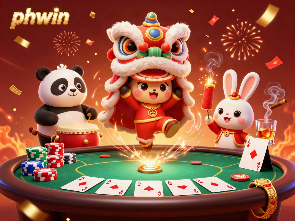 Experience thrilling wins with PHWIN as lively characters celebrate in an engaging casino scene.