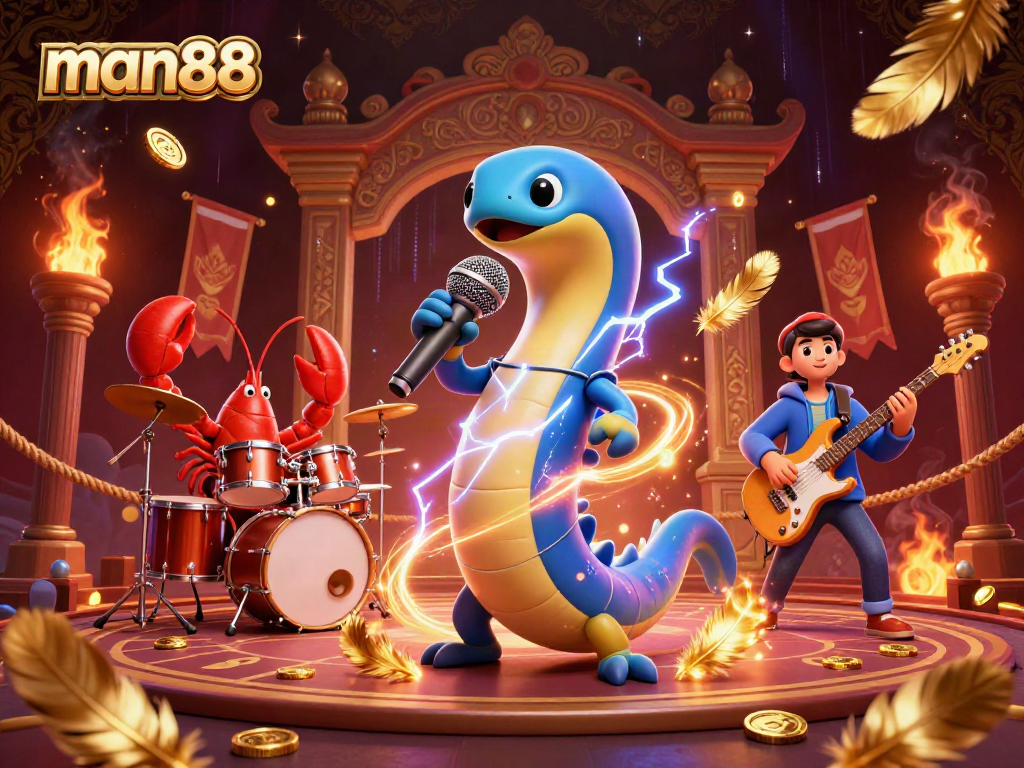 Experience man88 with an electrifying DJ eel and underwater casino vibe, brimming with excitement and rewards.