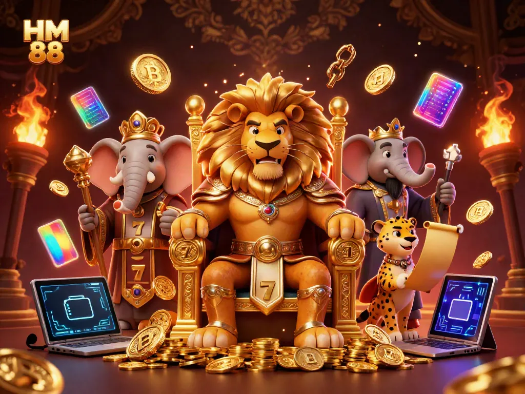 Experience the thrilling gaming world at HM 88 with vibrant characters and casino elements.