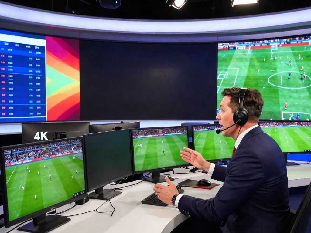 Live soccer broadcasting with GavangTV commentator and high-tech studio