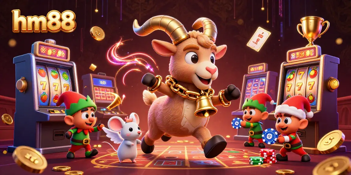 Experience thrilling gameplay at hm88 with festive characters in a vibrant casino scene.
