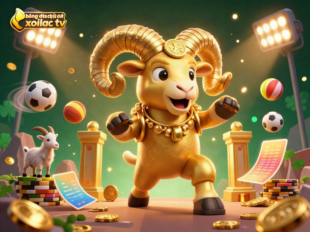Experience live betting excitement with bóng đá trực tuyến xoilac tv featuring dynamic sports elements and a golden ram.