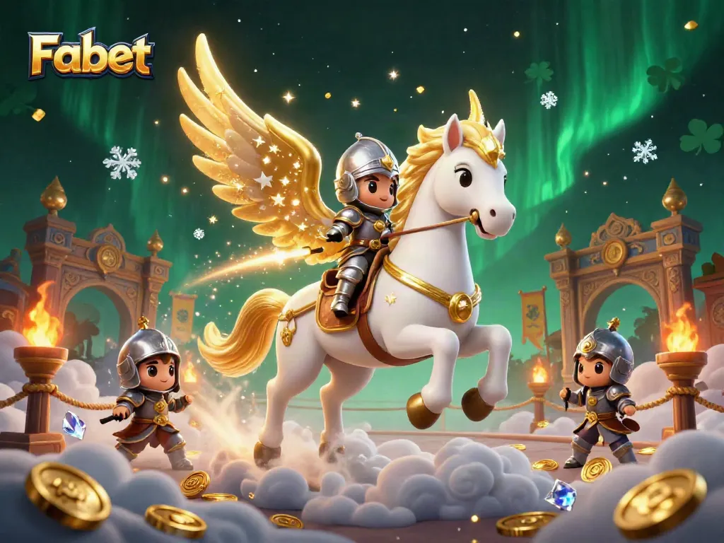 Experience thrilling gaming action at Fabet with dynamic characters, shimmering gold, and vibrant casino elements.