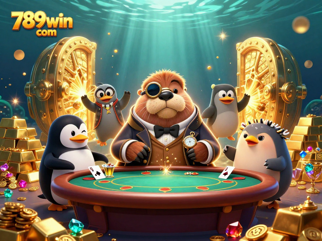 Engage in thrilling poker at 789win com with a jolly walrus and a sophisticated dealer