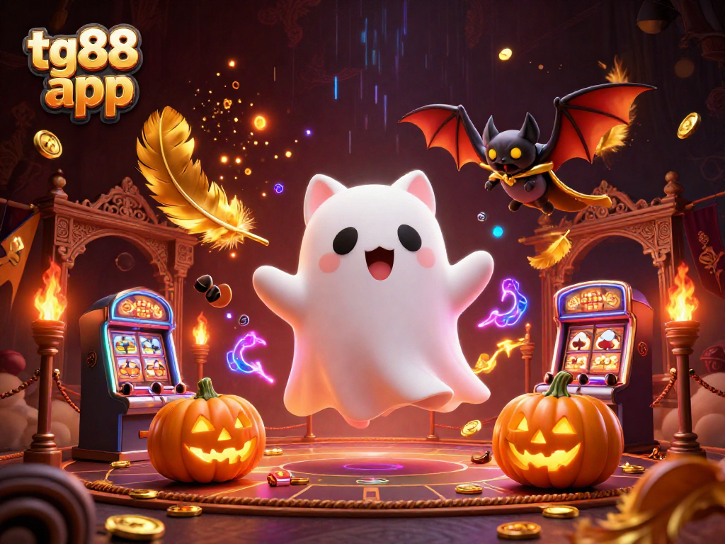 Experience the thrill of betting with tg88 app and a spectral cat in a haunted casino.