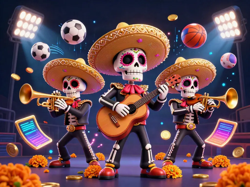 Experience the excitement of E39 with a vibrant 3D mariachi band celebrating casino wins.
